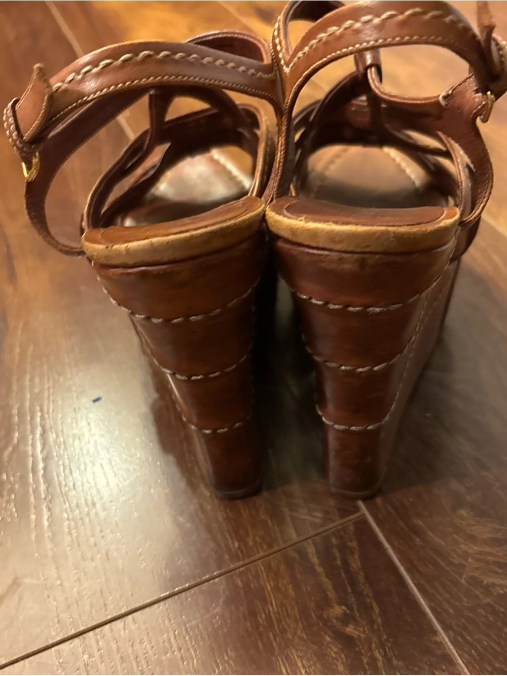 Miu Miu Brown Nappa Washed Leather Wedges Sz 39.5 US 9.5